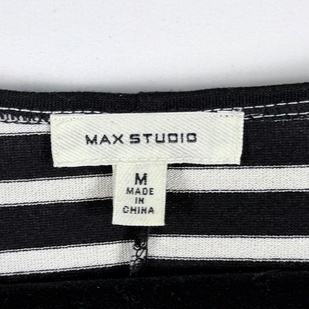 Max Studio Black White Twist Front Midi Dress M Classy Country Club Casual - Picture 3 of 11
